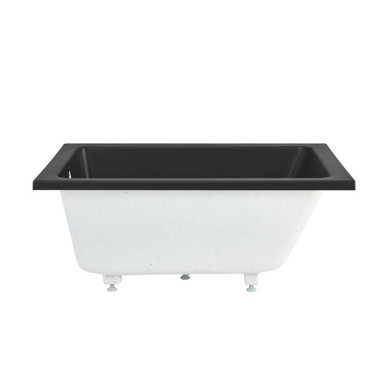 Matte Black Acrylic Drop-In Bathtub with Reversible Drain