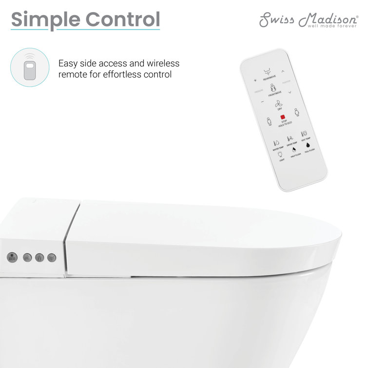 Hugo White Glossy Wall-Hung Elongated Smart Toilet with Bidet