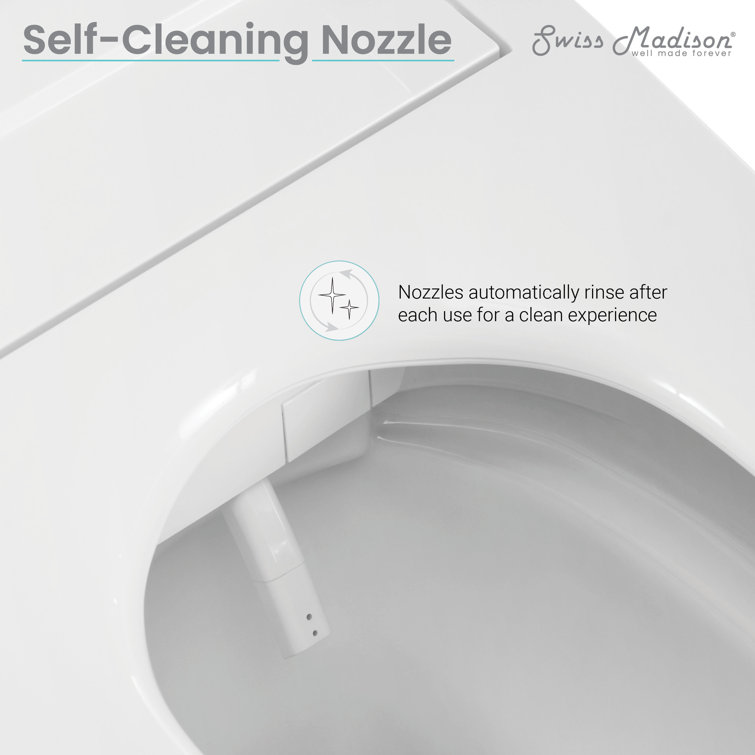 Hugo White Glossy Wall-Hung Elongated Smart Toilet with Bidet