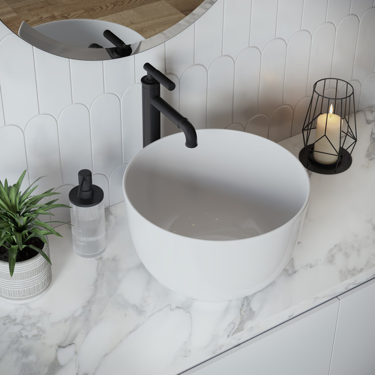 Calice 15'' White Ceramic Round Vessel Sink