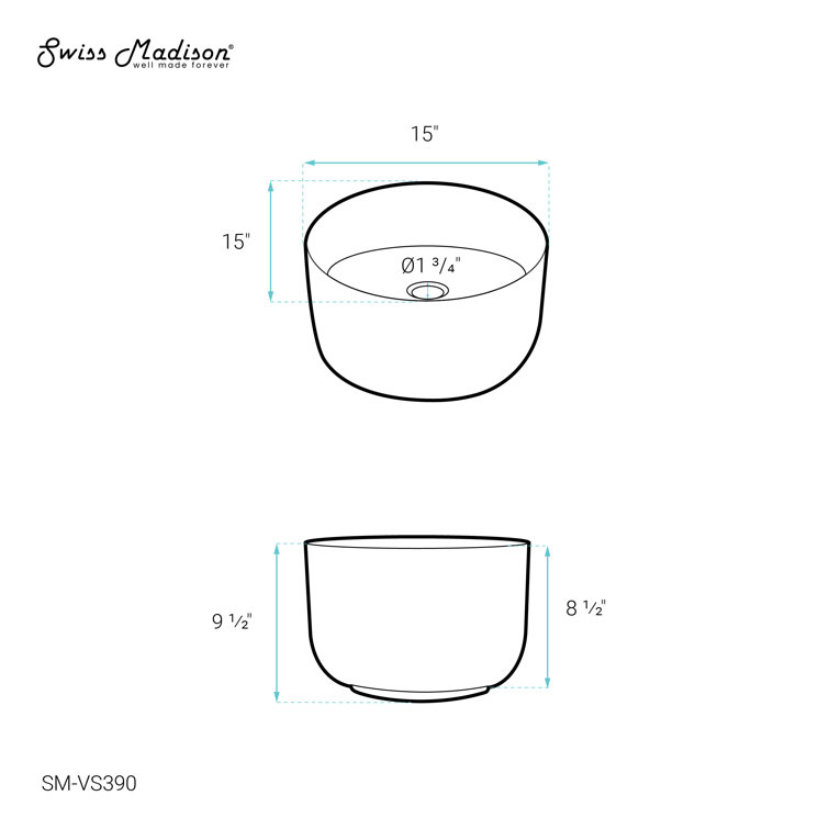 Calice 15'' White Ceramic Round Vessel Sink