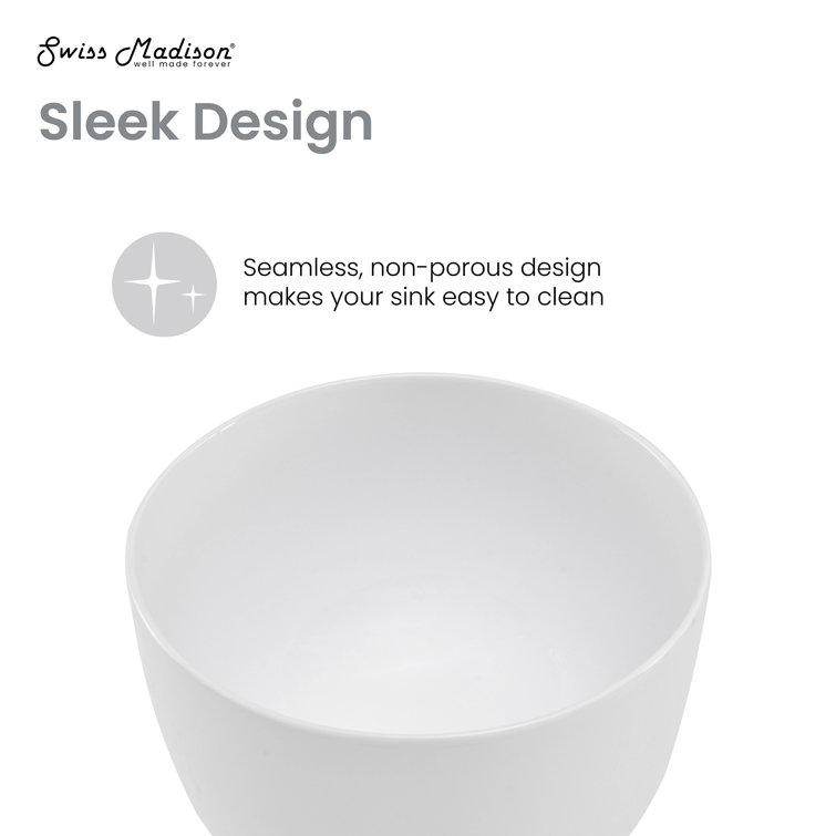Calice 15'' White Ceramic Round Vessel Sink