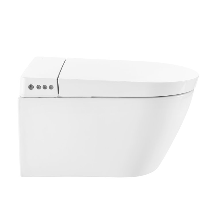 Hugo White Glossy Wall-Hung Elongated Smart Toilet with Bidet