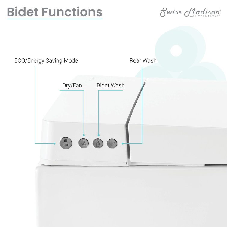 Hugo White Glossy Wall-Hung Elongated Smart Toilet with Bidet