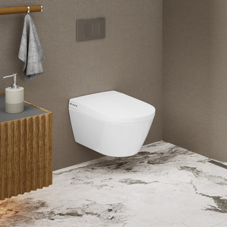 Hugo White Glossy Wall-Hung Elongated Smart Toilet with Bidet