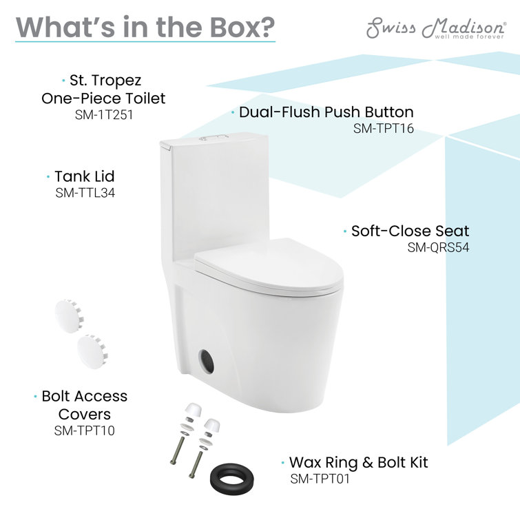 White Elongated Dual Flush High Efficiency Toilet