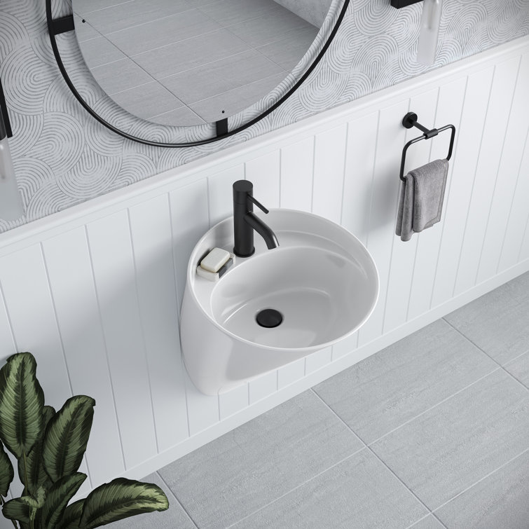 Calice 18" White Ceramic Wall-Mount Bathroom Sink