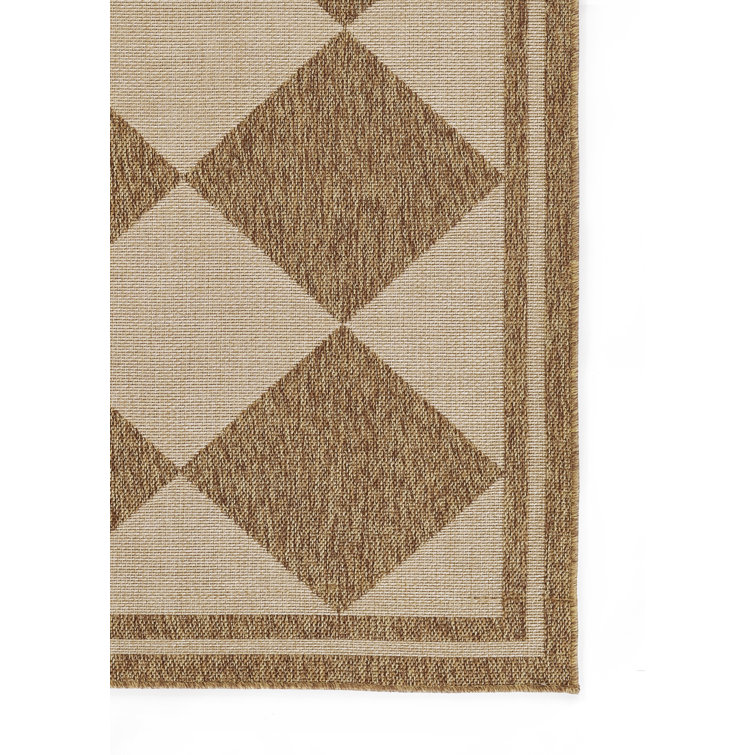 Natural Diamond Pattern Rectangular Indoor/Outdoor Rug