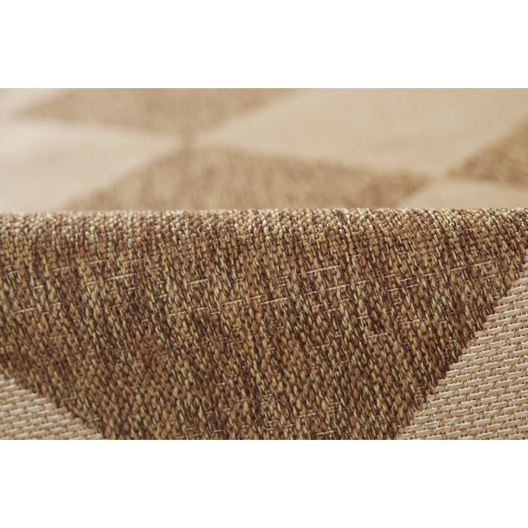 Natural Diamond Pattern Rectangular Indoor/Outdoor Rug