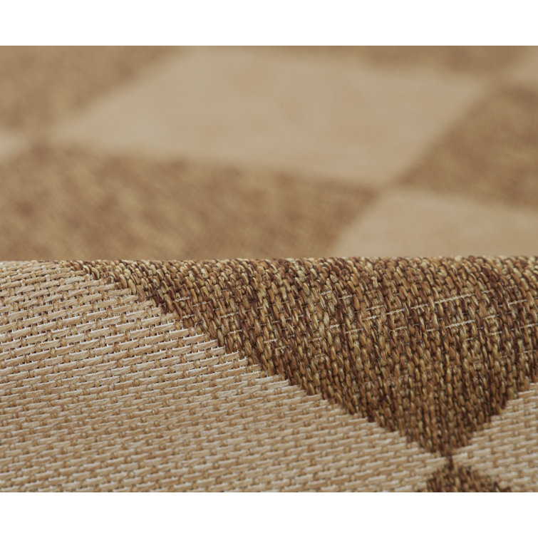 Natural Diamond Pattern Rectangular Indoor/Outdoor Rug