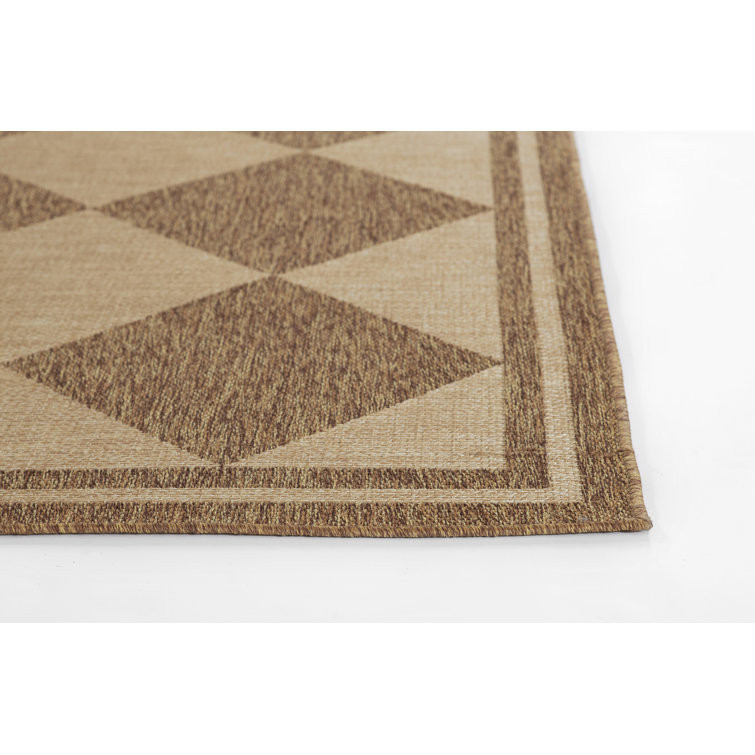 Natural Diamond Pattern Rectangular Indoor/Outdoor Rug
