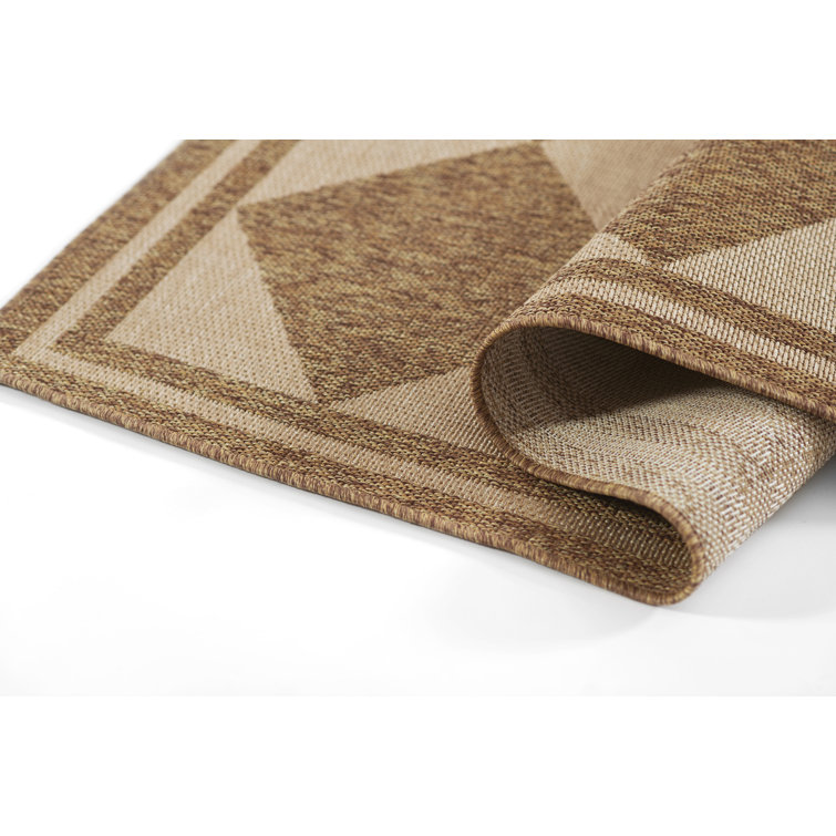 Natural Diamond Pattern Rectangular Indoor/Outdoor Rug
