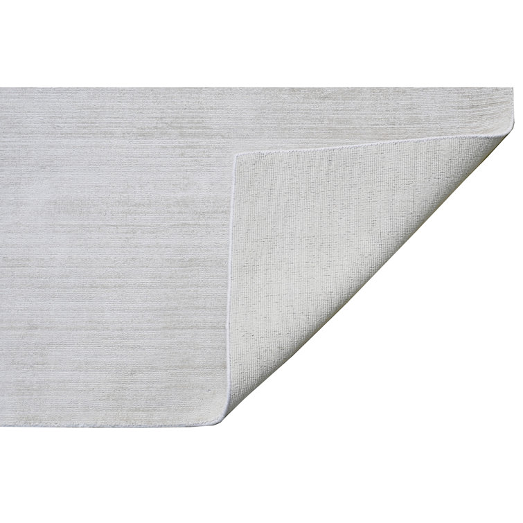 Hand-Knotted Gray Silk and Cotton Rectangular Area Rug