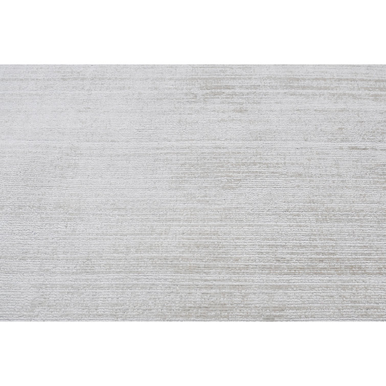 Hand-Knotted Gray Silk and Cotton Rectangular Area Rug