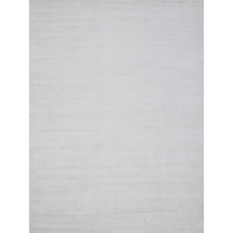Hand-Knotted Gray Silk and Cotton Rectangular Area Rug