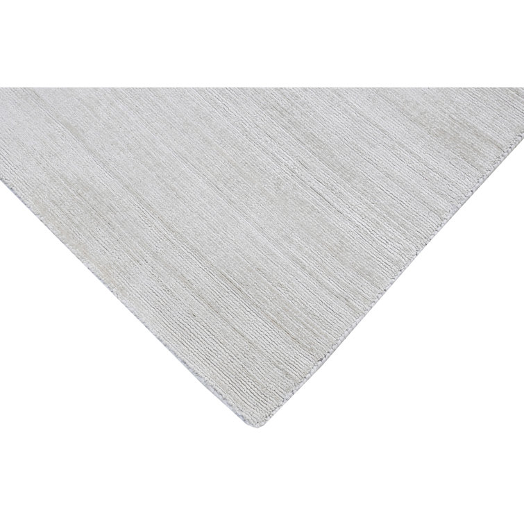 Hand-Knotted Gray Silk and Cotton Rectangular Area Rug