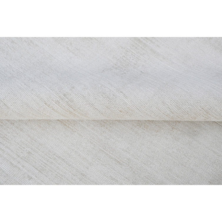 Hand-Knotted Gray Silk and Cotton Rectangular Area Rug