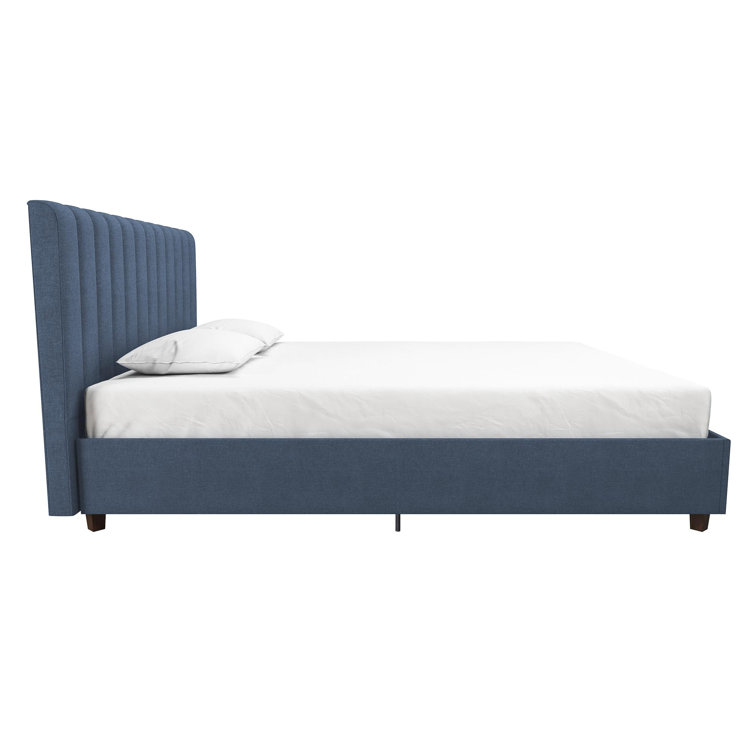 Elegant Queen-Sized Brittany Platform Bed with Tufted Linen Upholstery