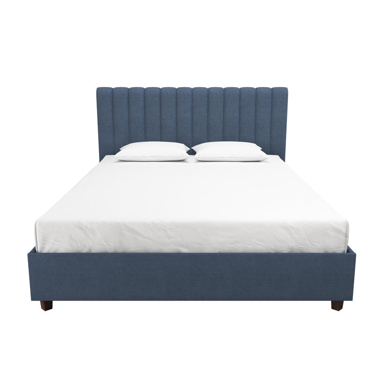 Elegant Queen-Sized Brittany Platform Bed with Tufted Linen Upholstery