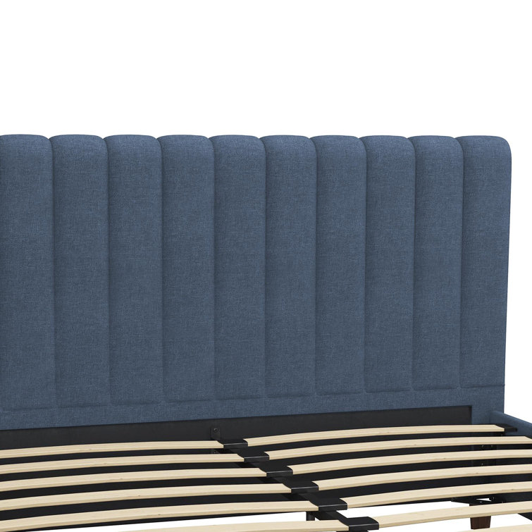 Elegant Queen-Sized Brittany Platform Bed with Tufted Linen Upholstery