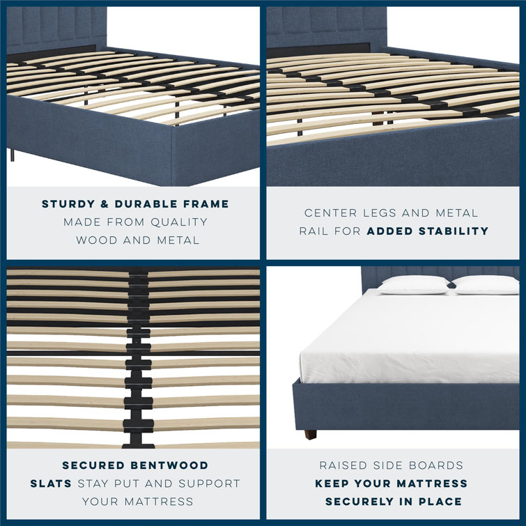 Elegant Queen-Sized Brittany Platform Bed with Tufted Linen Upholstery
