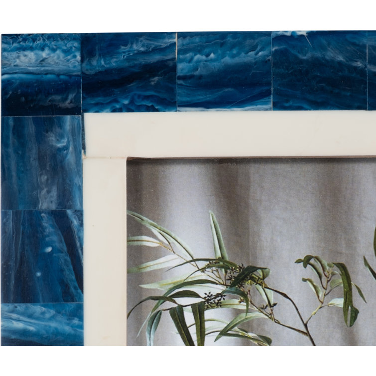 Navy Blue and White Glass Tabletop Picture Frame