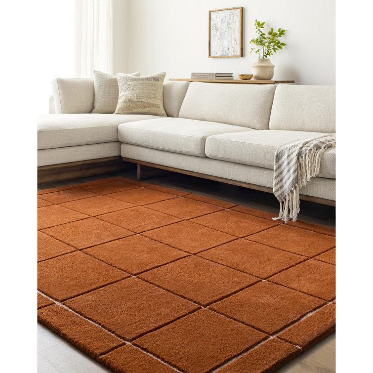 Mallory Rust and Light Brown Hand Tufted Wool Area Rug 8' x 10'