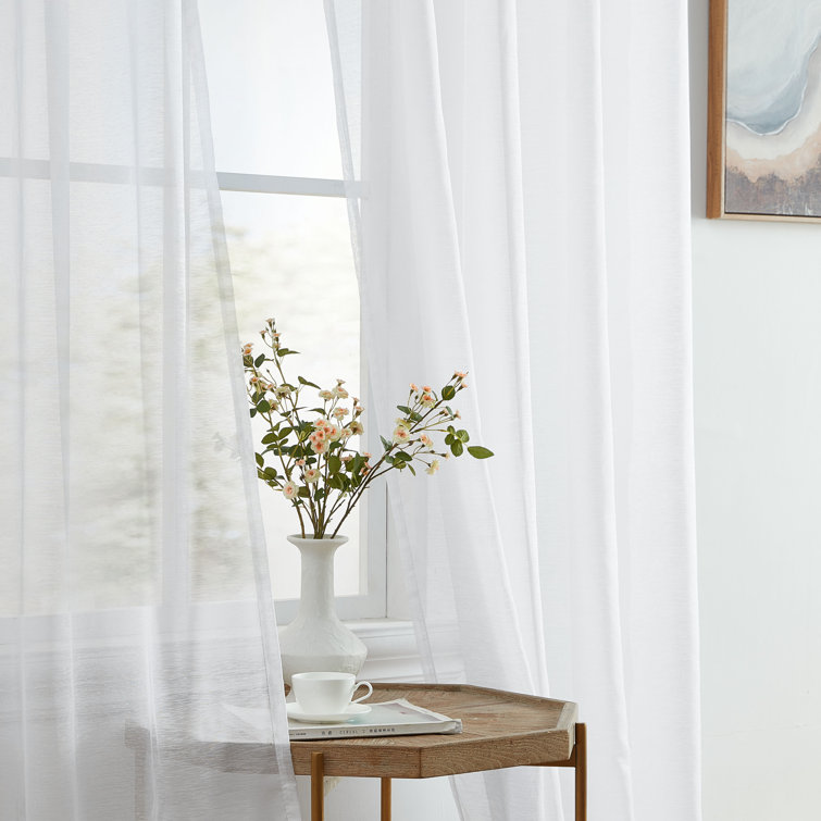 Lauren White Semi Sheer Polyester Curtain Pair