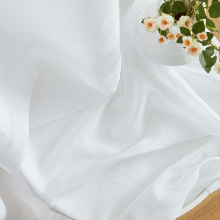 Lauren White Semi Sheer Polyester Curtain Pair