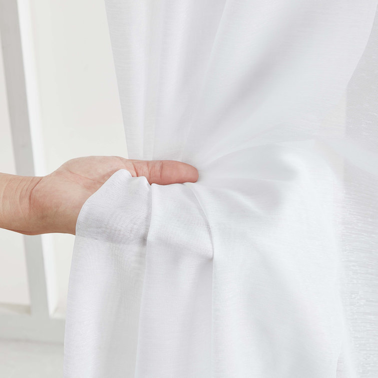 Lauren White Semi Sheer Polyester Curtain Pair