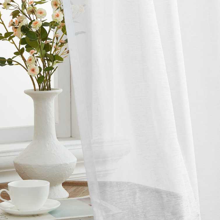 Lauren White Semi Sheer Polyester Curtain Pair