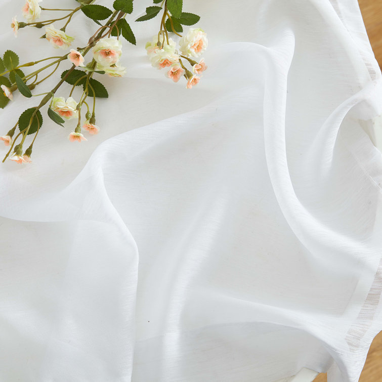Lauren White Semi Sheer Polyester Curtain Pair