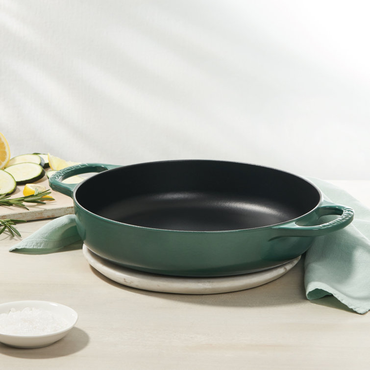 Artichoke Green Enameled Cast Iron Oval Braiser with Handles