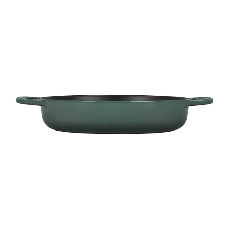 Artichoke Green Enameled Cast Iron Oval Braiser with Handles