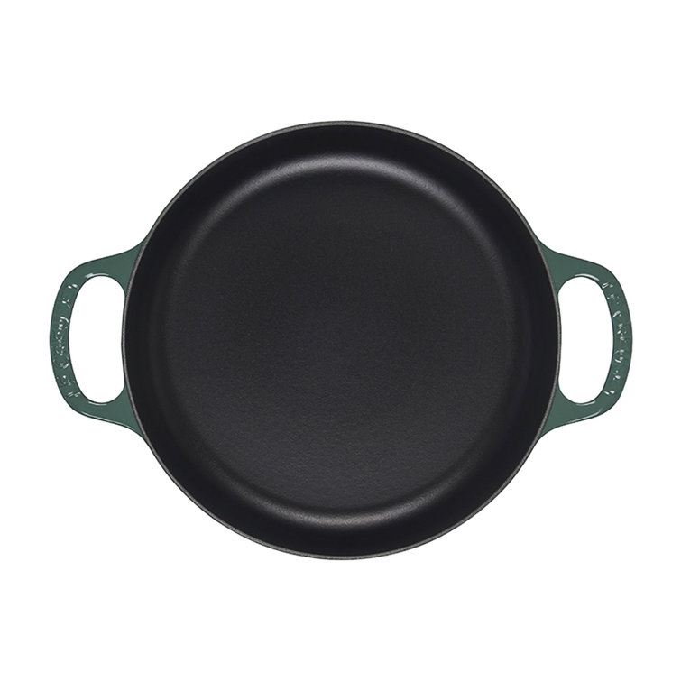 Artichoke Green Enameled Cast Iron Oval Braiser with Handles