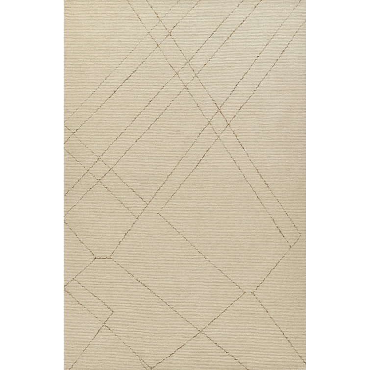 Ivory Hand-Tufted Wool Rectangular Rug 2' x 4'