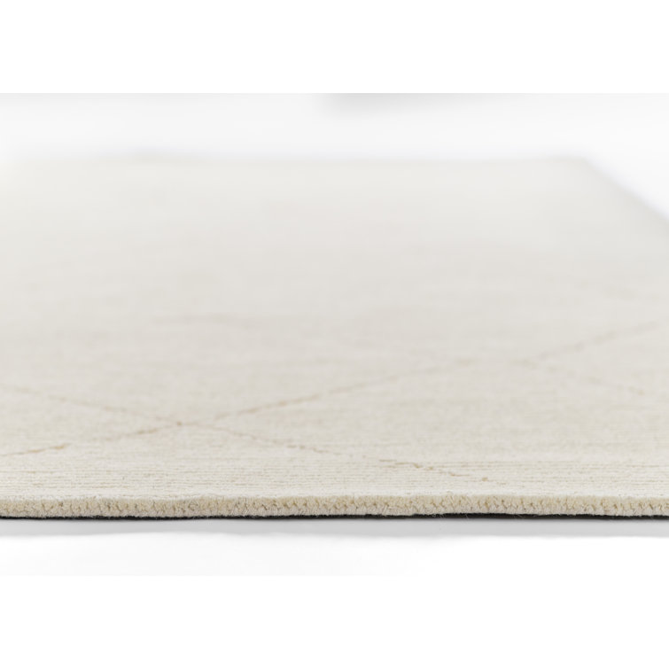 Ivory Hand-Tufted Wool Rectangular Rug 2' x 4'