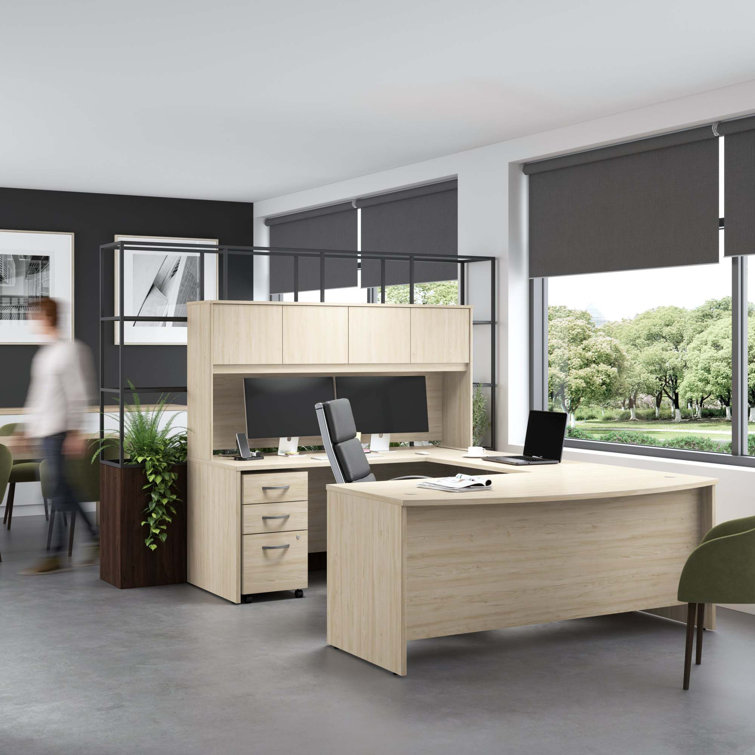Natural Elm Office Storage Cabinet with Adjustable Shelves