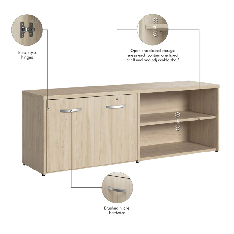Natural Elm Office Storage Cabinet with Adjustable Shelves