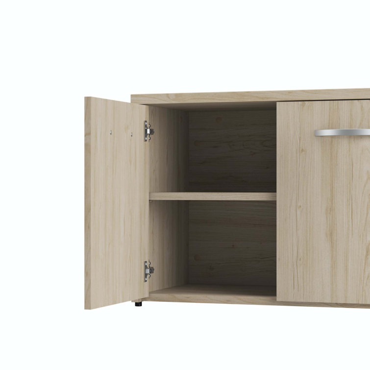Natural Elm Office Storage Cabinet with Adjustable Shelves