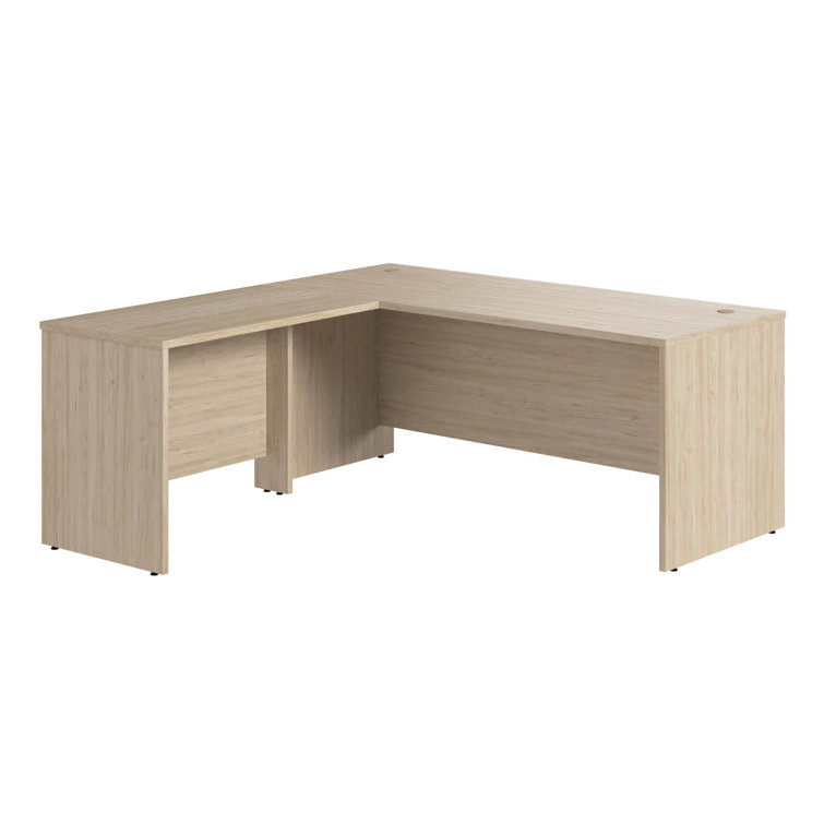 Natural Elm L-Shaped Corner Desk with Drawer