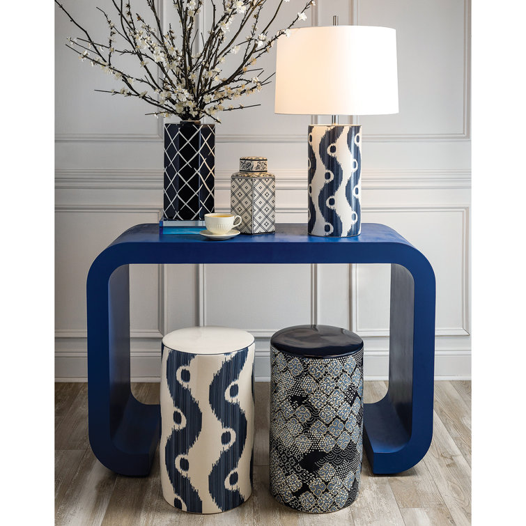 Blue and White Porcelain Round Accent Stool