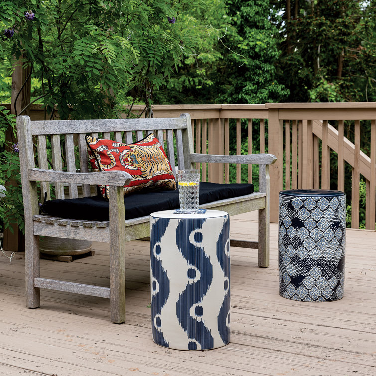 Blue and White Porcelain Round Accent Stool