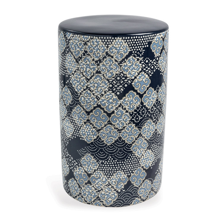 Blue and White Porcelain Round Accent Stool