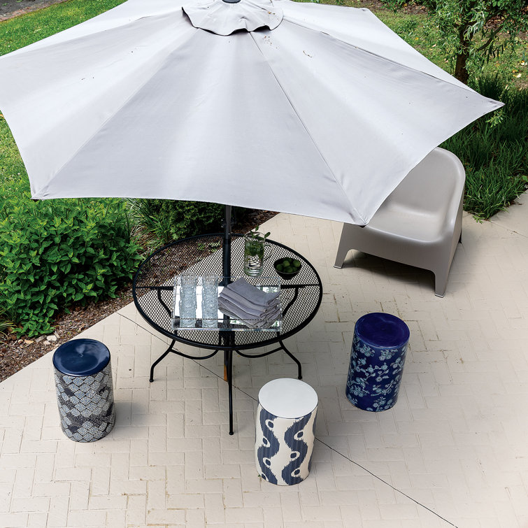 Blue and White Porcelain Round Accent Stool