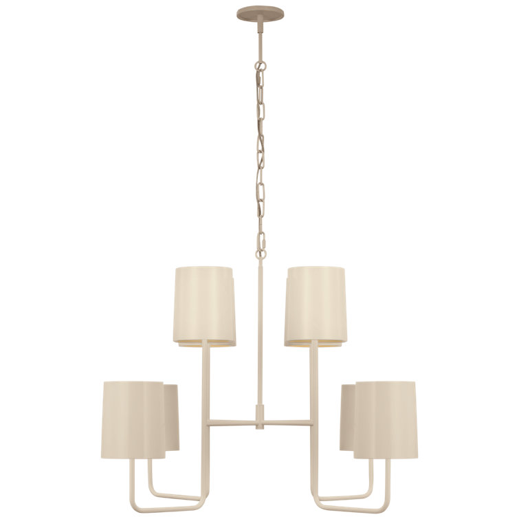 Ivory and China White 8-Light Metal Chandelier