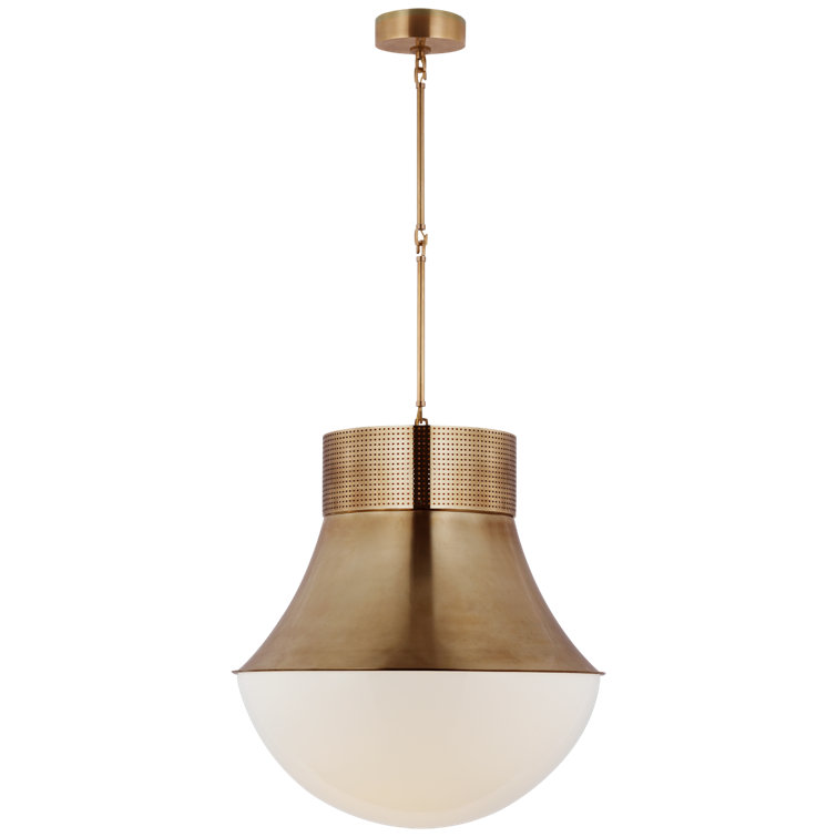 Antique-Burnished Brass Glass LED Indoor/Outdoor Pendant Light