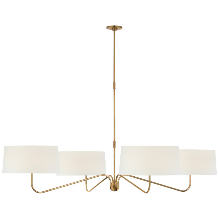 Hand-Rubbed Antique Brass 4-Light Chandelier with White Shades