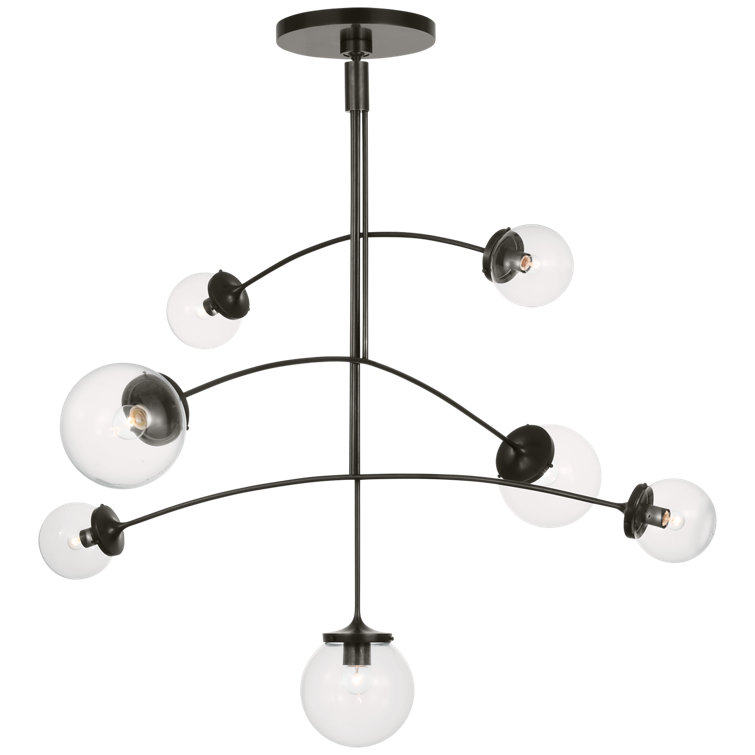 Bronze Sputnik 7-Light Chandelier with Clear Glass Shades