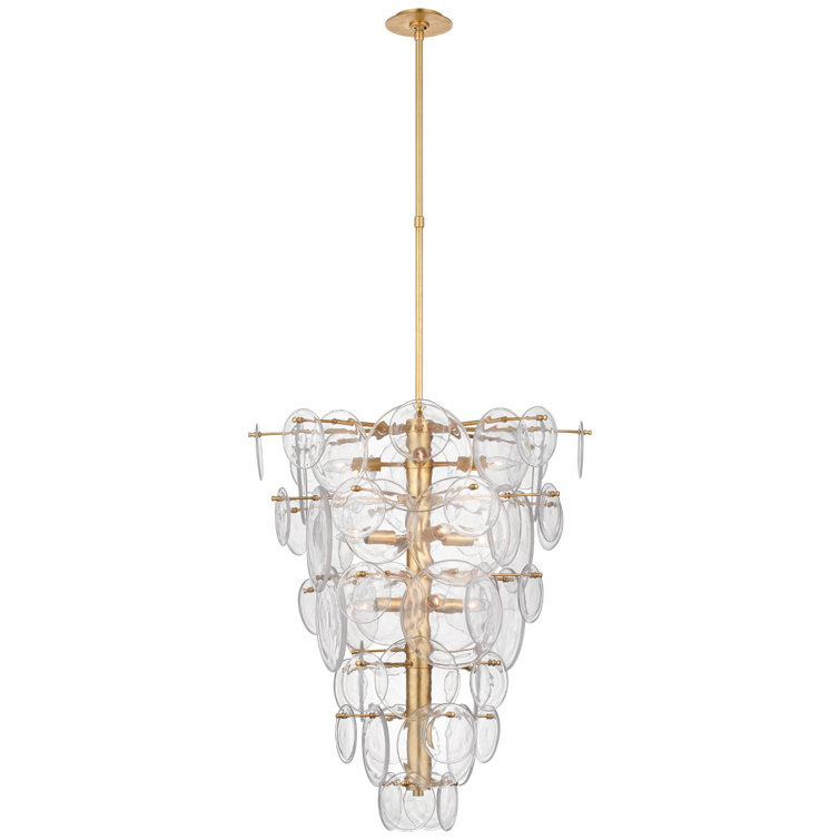 Gold and Clear Glass 12-Light Chandelier